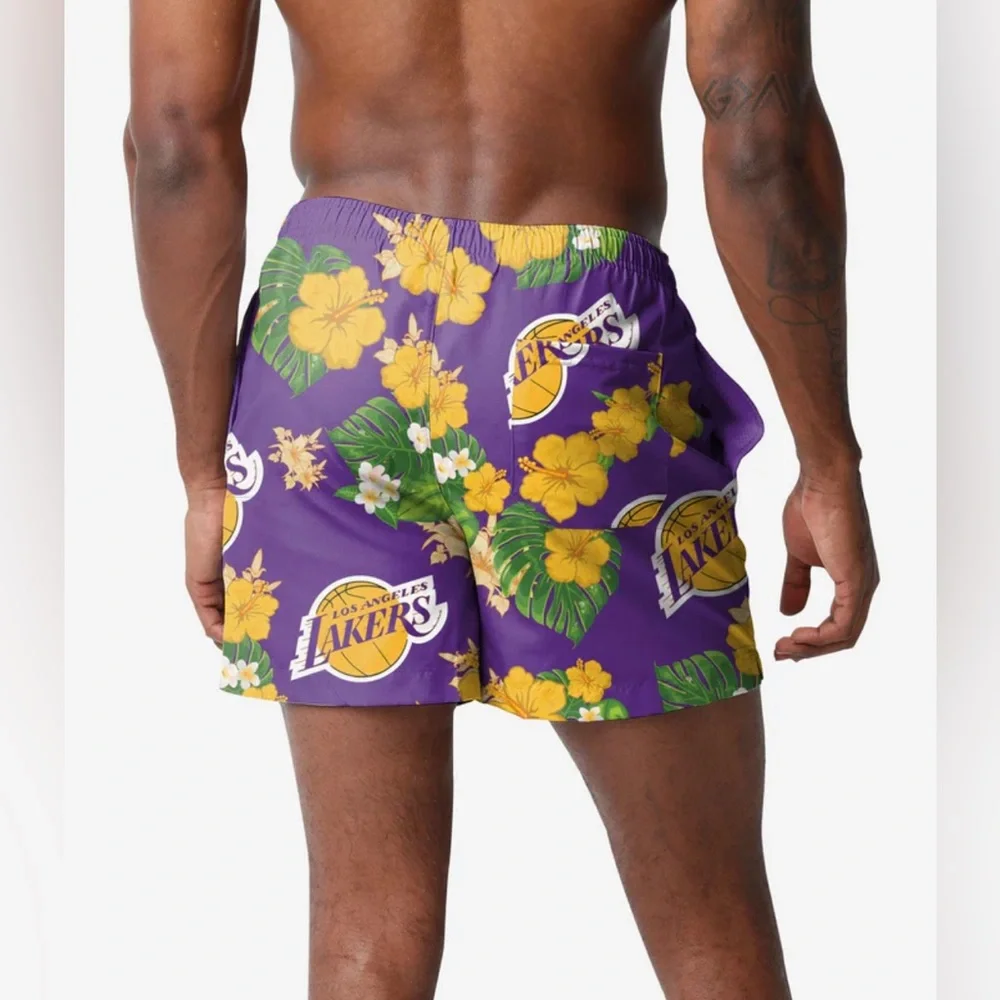 Los Angeles Lakers NBA Men’s Floral Slim Flit 5.5” Swim Trunks